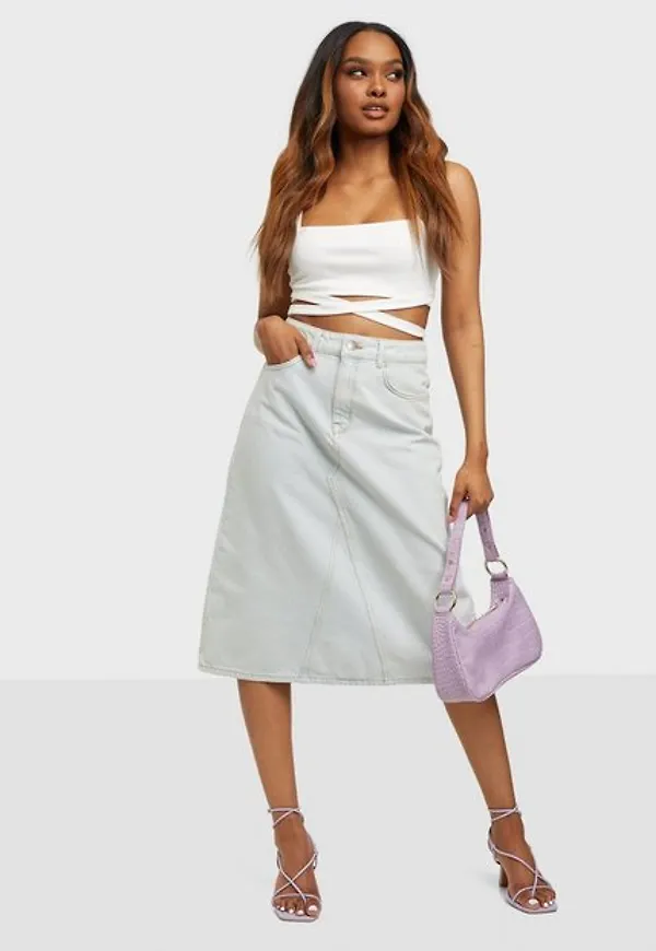 Selected Femme Slfruby Hw Bright Blue Denim Skirt Midikjolar