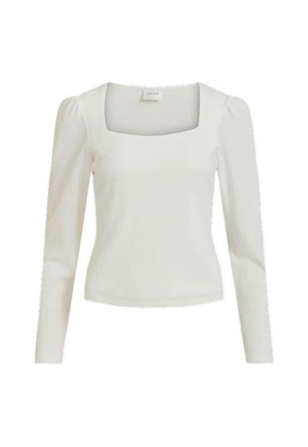 Vila - Topp viNeya Square Neck L/S Cropped Top - Vit