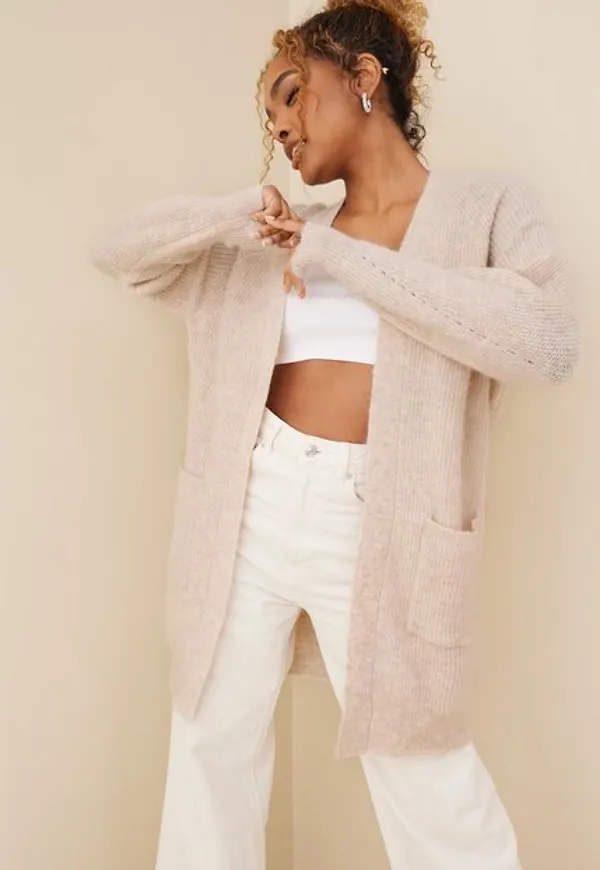 Selected Femme Slflulu Ls Knit Long Cardigan B No Stickade tröjor Birch
