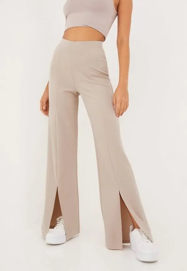 NLY Trend Straight Slit Pants Byxor Beige