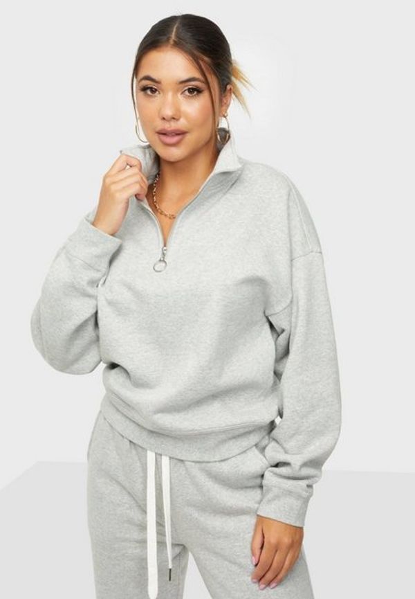 Object Collectors Item Objkaisa L/S Zip Sweat Pullover Noo Sweatshirts Light Grey Melange