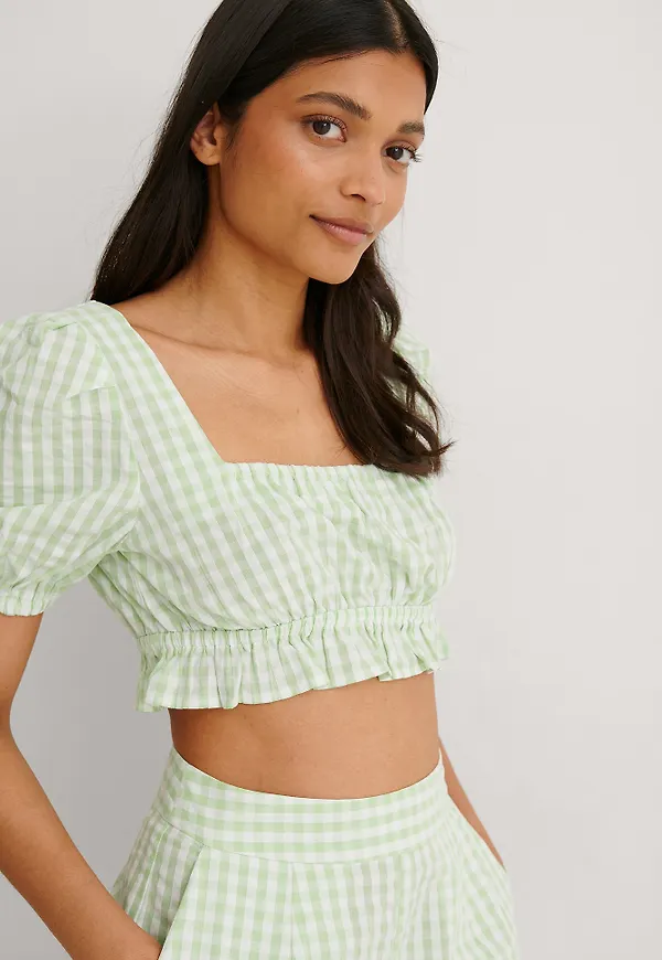 NA-KD Boho Ekologisk Croppad Topp - Green