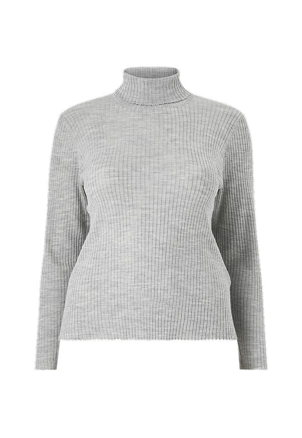 Selected FEMME CURVE - Polotröja slfCostia LS Knit Rib Rollneck - Grå