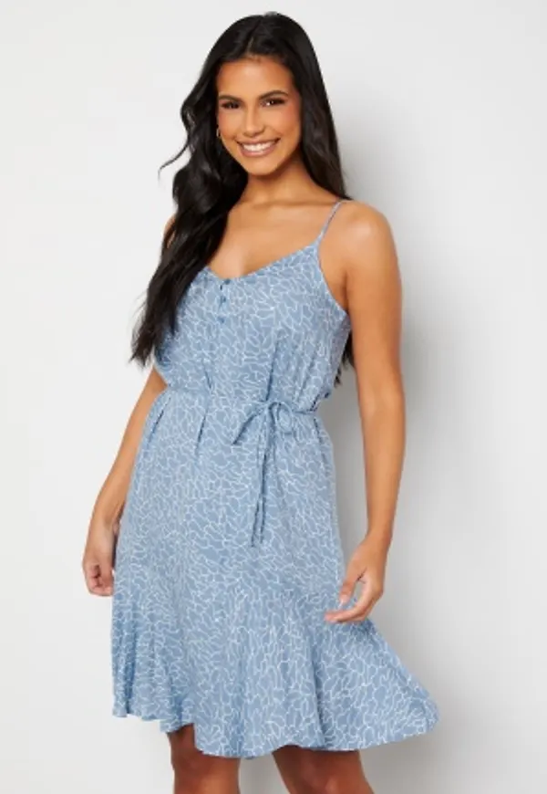 Pieces Nya Slip Button Dress Placid Blue AOP:WHIT M