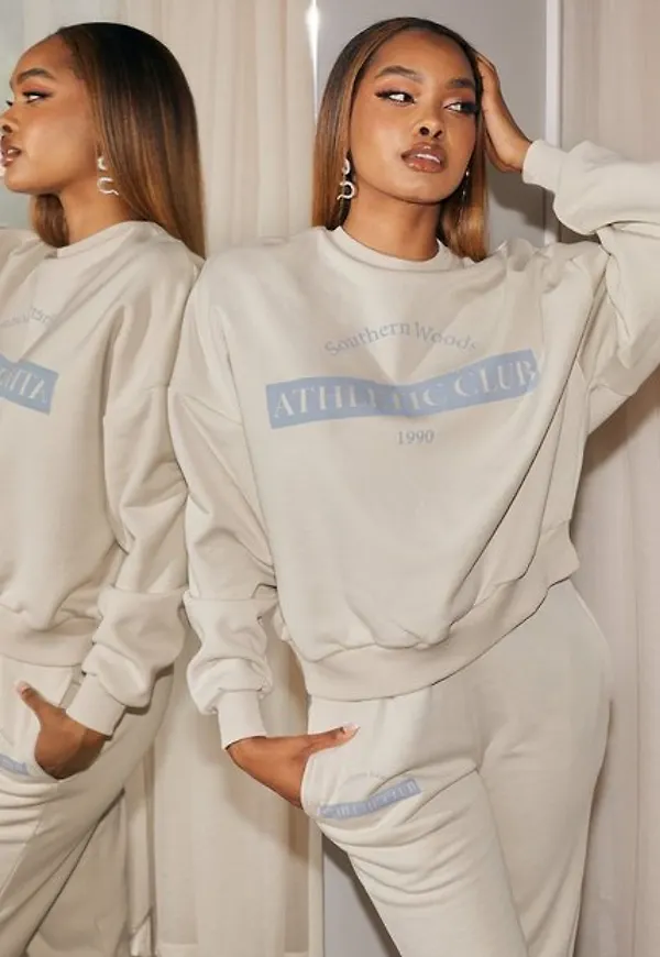 NLY Trend Print Chunky Sweat Sweatshirts Creme