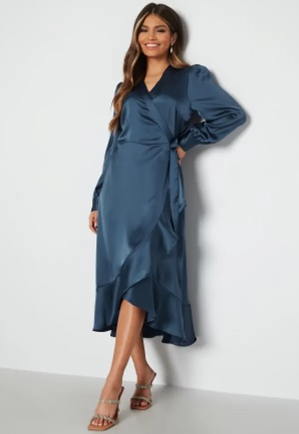 Object Collectors Item Sateen Wrap Dress Fair Ensign Blue 38
