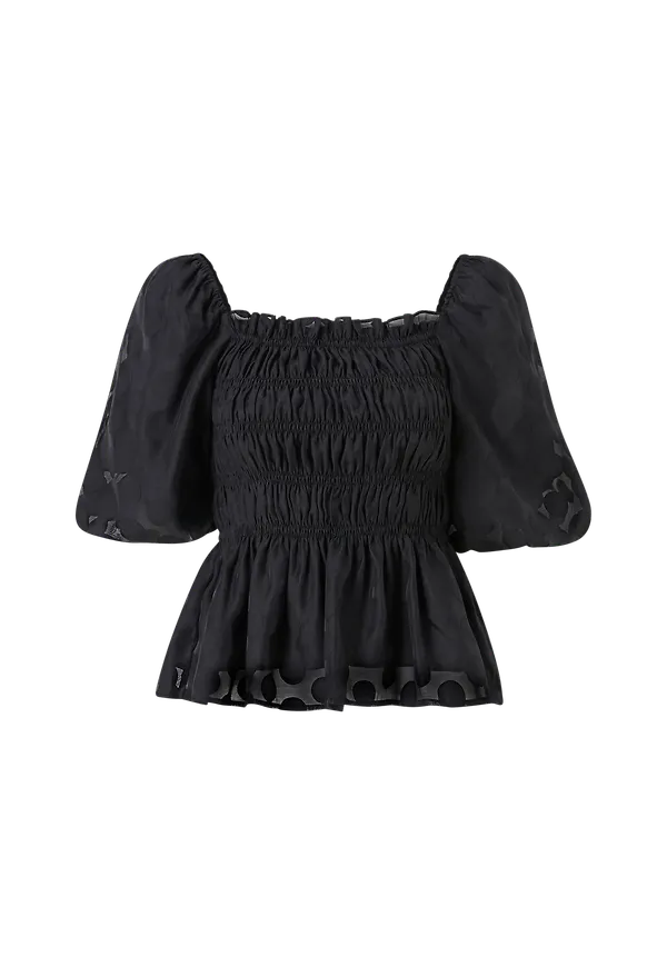 Vero Moda - Blus vmSui 3/4 Dot Smock Top - Svart