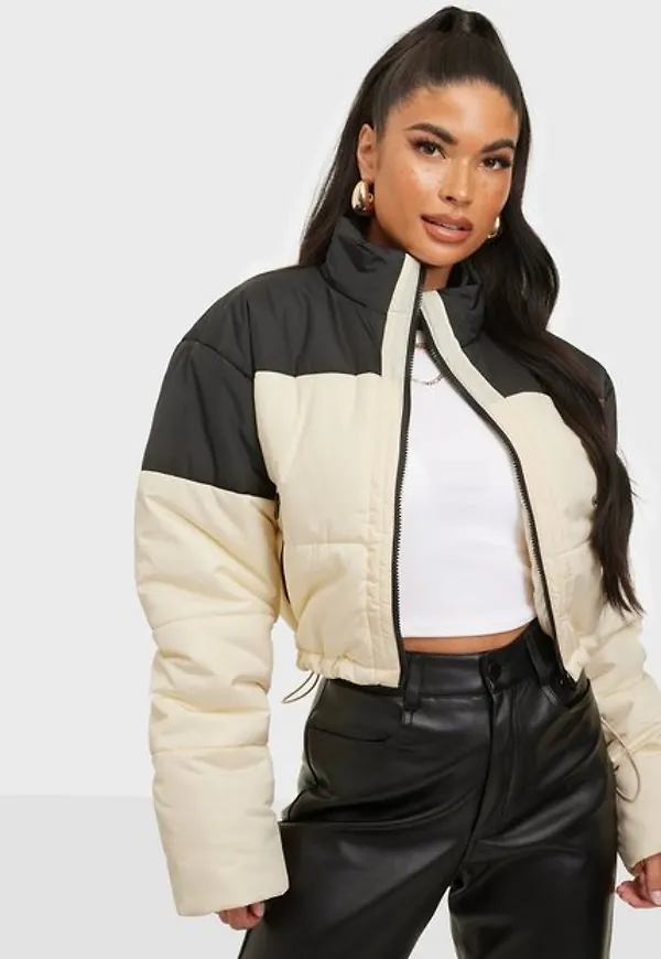 Missguided Colourblock Cropped Puffa Coat Bomberjackor