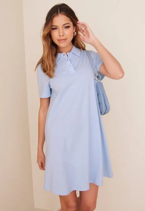 Only Onlmay S/S Polo Dress Jrs Loose fit dresses Cashmere Blue
