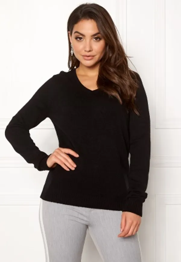 VILA Ril L/S V-neck Knit Top Black S