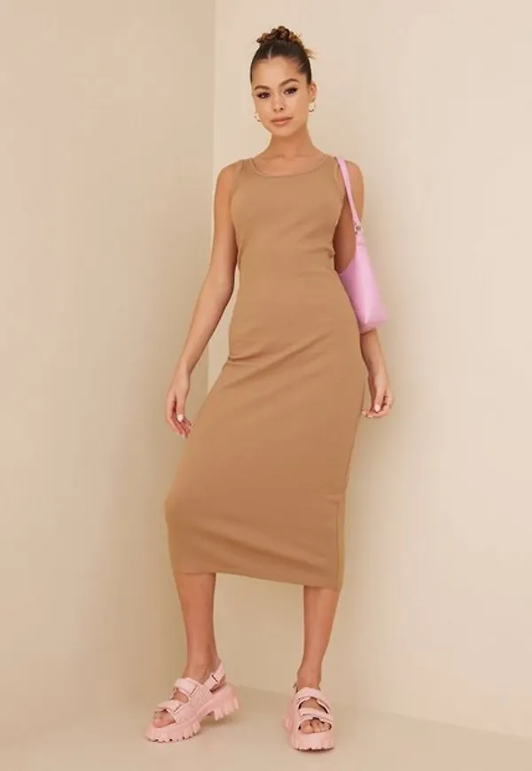 Vila Vibalu S/L Rib Dress Fodralklänningar Tigers Eye