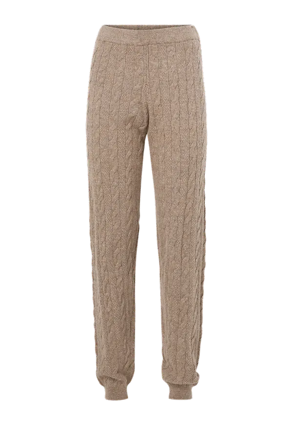 Selected FEMME - Byxor slfAnsley MW Cable Knit Pant - Brun
