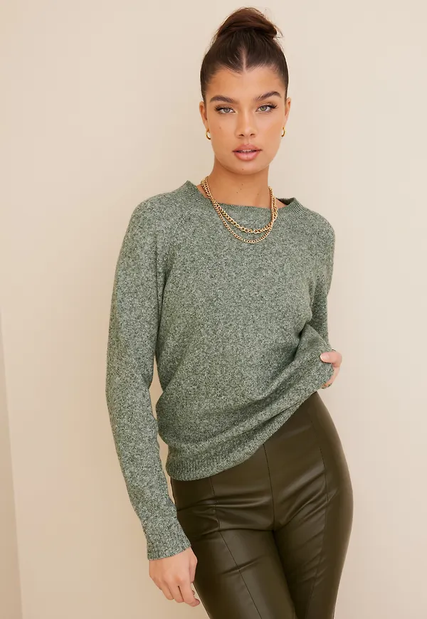 Vero Moda - Stickade tröjor - Laurel Wreath Melange - Vmdoffy Ls O-Neck Blouse Ga Noos - Tröjor - Knitted sweaters