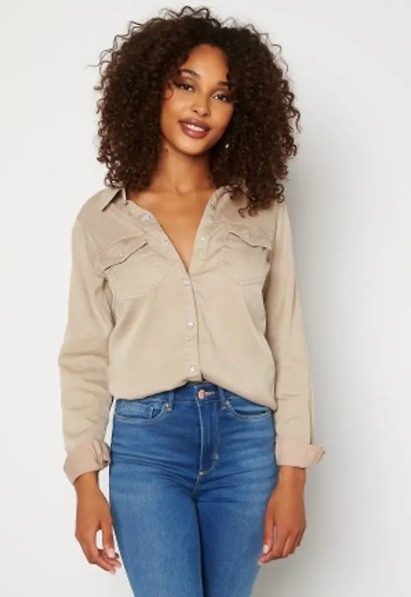 VILA Bista Denim Shirt Simply Taupe XS