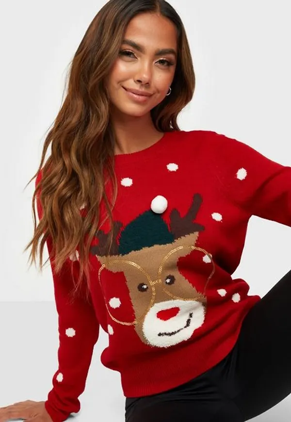 Vero Moda Vmtinsel Ls O-Neck Blouse Xmas Rep Stickade tröjor