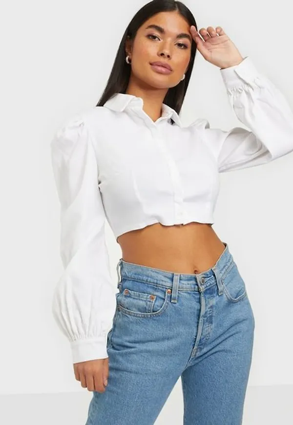 Missguided Stretch Poplin Crop Shirt Vardagsblusar