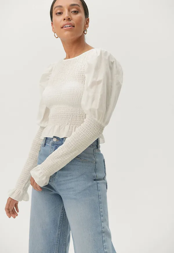Gina Tricot - Topp Sanna Smock Top - Vit