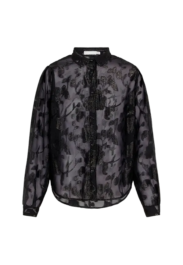 pieces - Blus pcDana LS Glitter Shirt - Svart