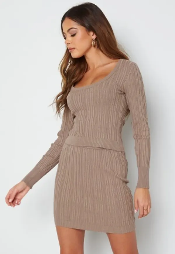 BUBBLEROOM Heidi knitted set Light brown XL