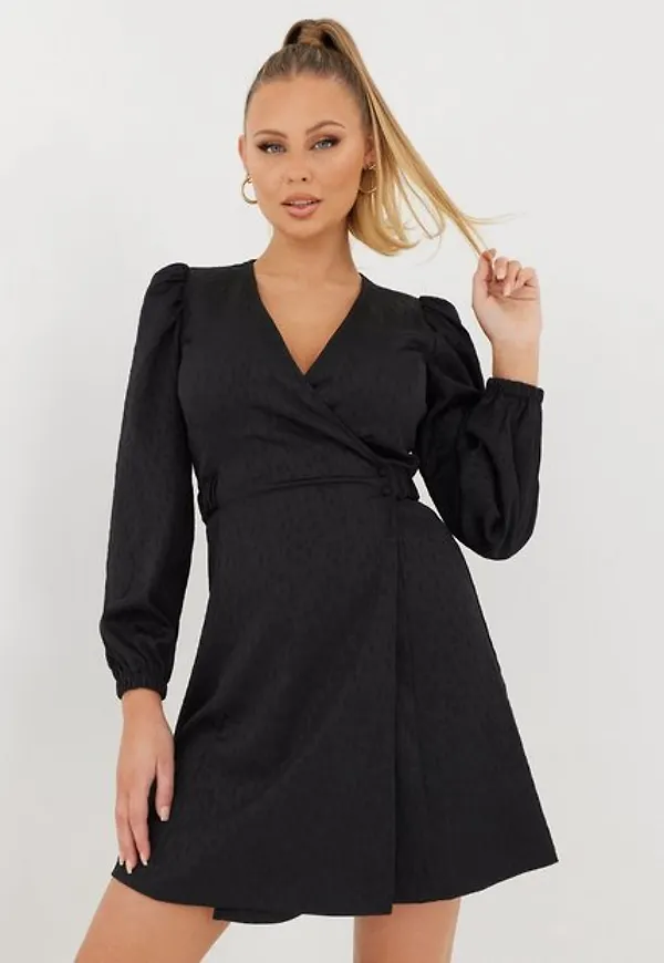 Selected Femme Slftanka Ls Short Wrap Dress B Långärmade klänningar