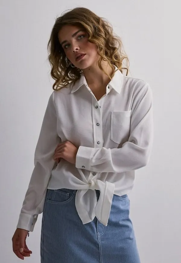 Only Onllecey Ls Knot Shirt Noos Skjortor Cloud Dancer