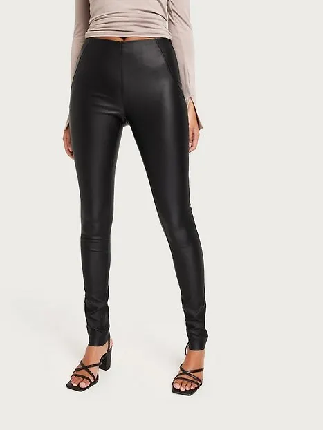 Object Collectors Item Objbelle Mw Coated Leggings Noos Skinn Svart