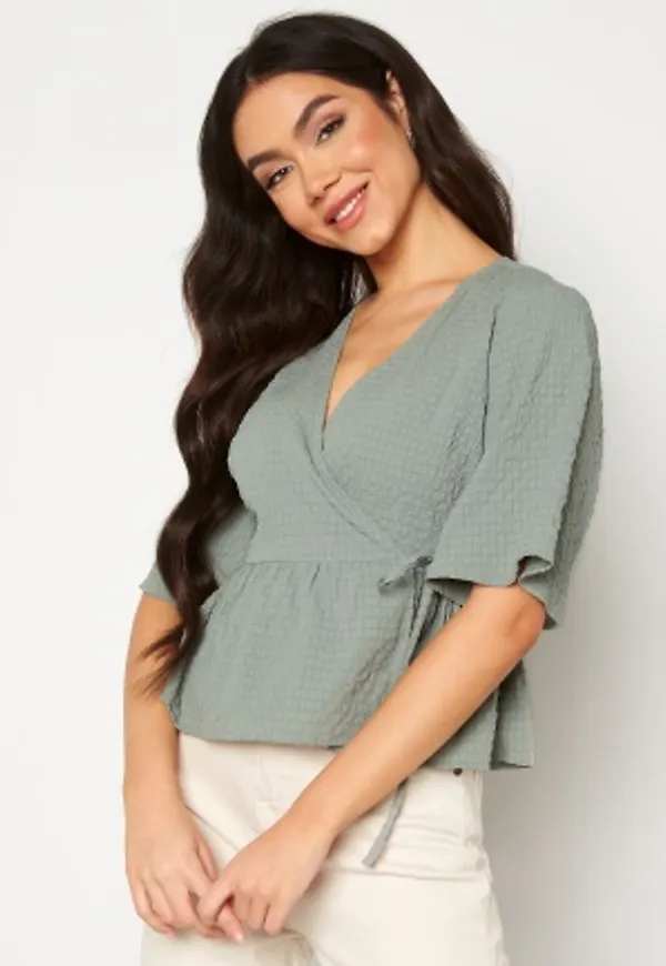 Happy Holly Ruth wrap blouse Dusty green 52/54