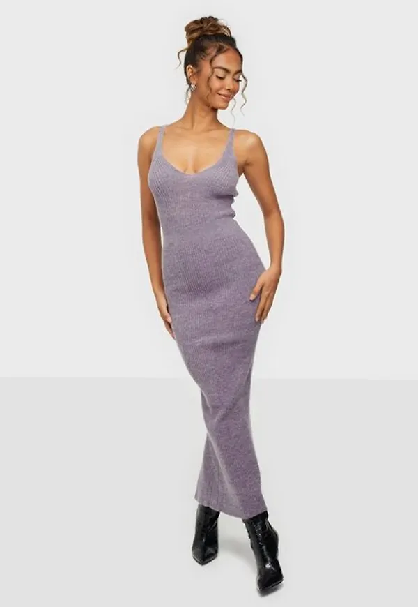 Adoore Knitted Slip Dress Stickade klänningar Lilac