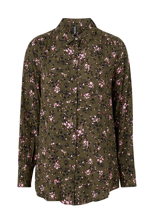 pieces - Skjorta pcHarmony LS Shirt BC - Brun