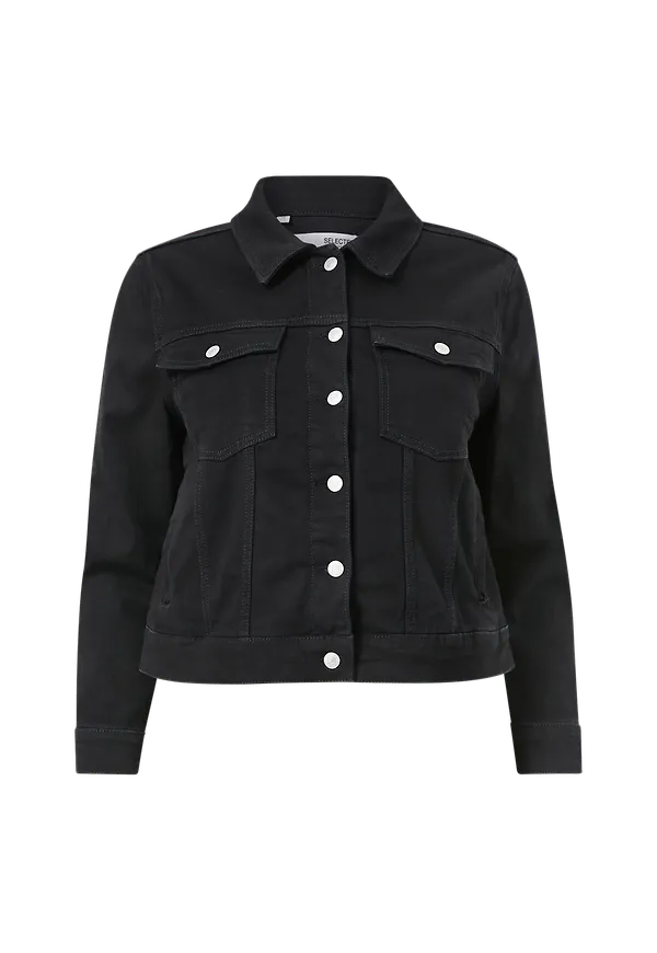 Selected FEMME CURVE - Jeansjacka slfTenna LS Black Denim Jacket Curve - Svart