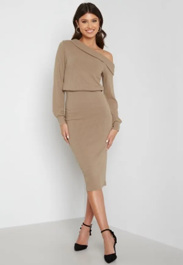 Bubbleroom Care Melia Rib Dress Nougat L