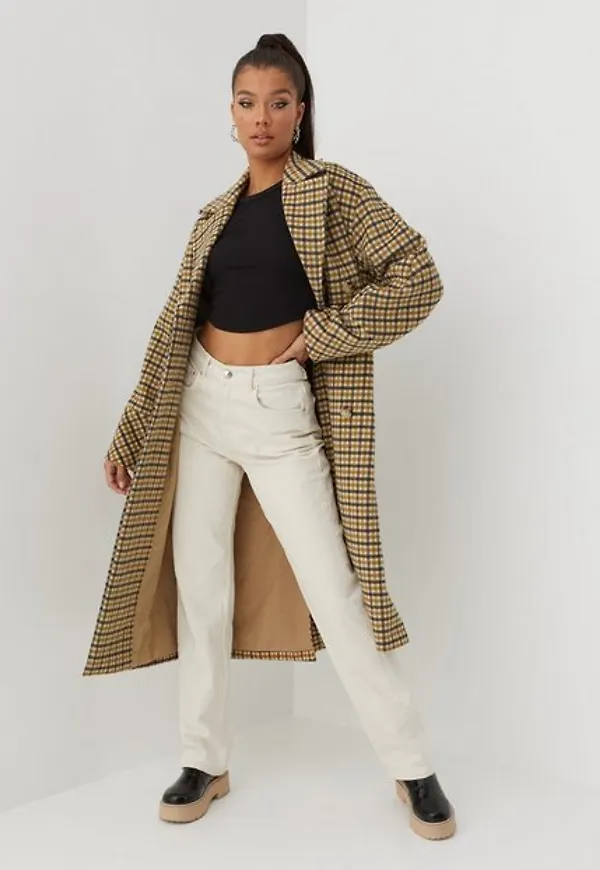 Selected Femme Slfellen Check Wool Coat B Kappor