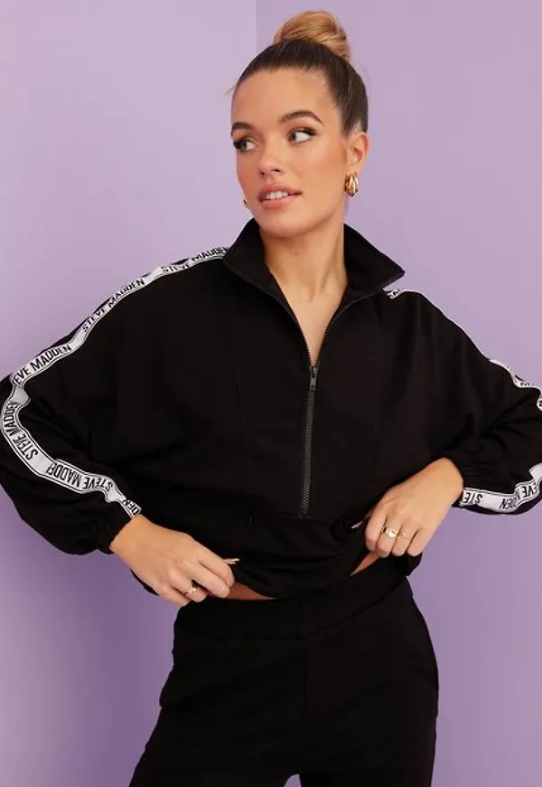 Steve Madden Fleece Half-Zip Sweatshirts Black