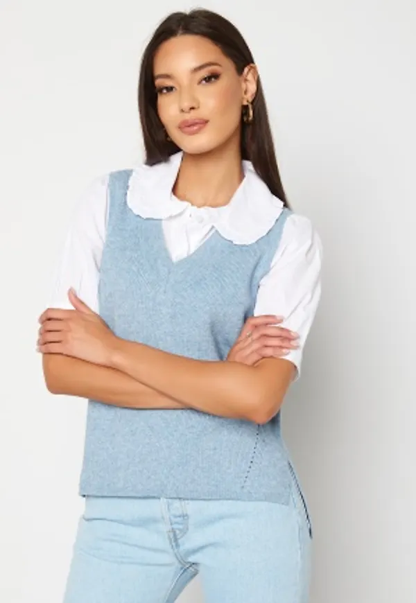 VILA Ril Knit Rib V-Neck Vest Ashley Blue S
