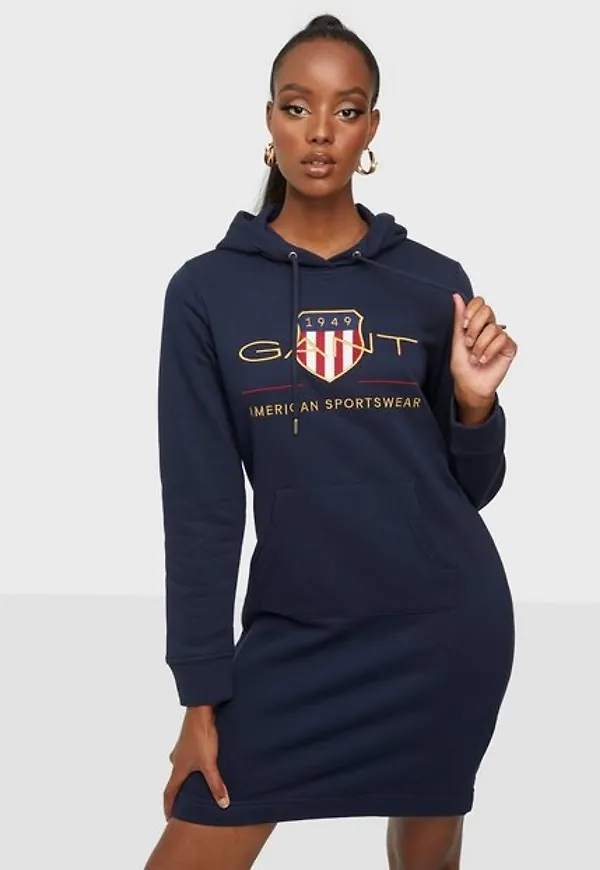 Gant Archive Shield Hoodie Dress Loose fit dresses Blue