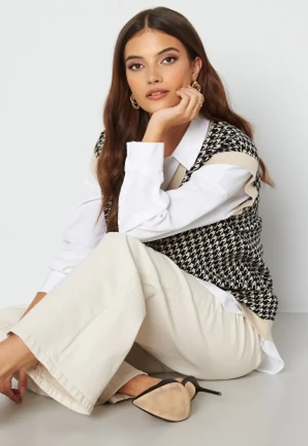 VILA Lobo Knit Vest Black Check White L