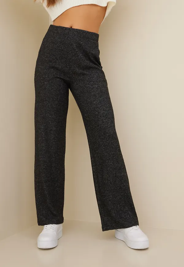 Vero Moda - Byxor & Shorts - Dark Grey Melange - Vmchill Hw Wide Leg Pants Bf - Byxor & Shorts