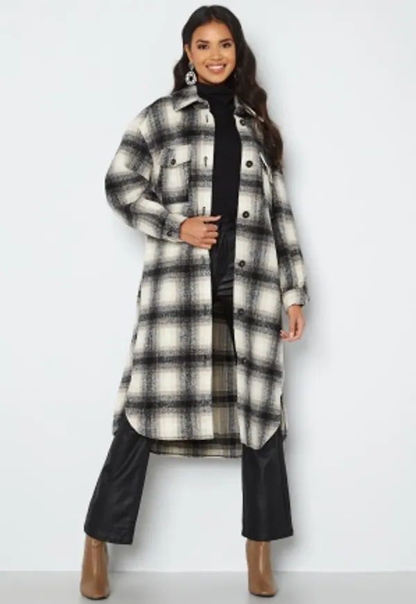 ONLY Lou Long Check Shacket Pumice Stone Check B L