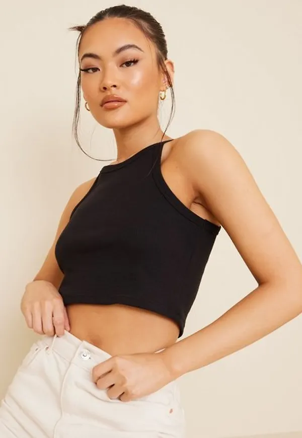 NLY Trend High Neck Crop Top Crop tops Svart