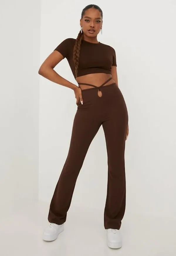 NLY Trend Crepe Tie Pants Byxor Brun