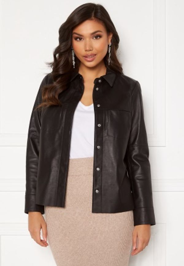 JOFAMA Anne Leather Shirt Jacket Black 36