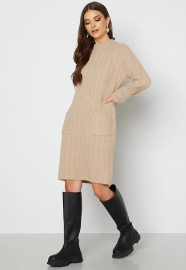 Blue Vanilla Cable Knit Pocket Dress Stone M/L