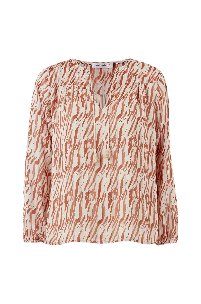 co'couture - Blus Golden Tiger Boho Blouse - Vit