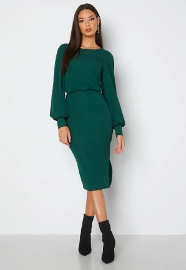 BUBBLEROOM Gry balloon sleeve dress Dark green M
