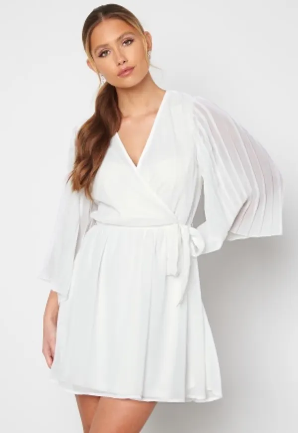BUBBLEROOM Fayme pleated sleeve dress White 34