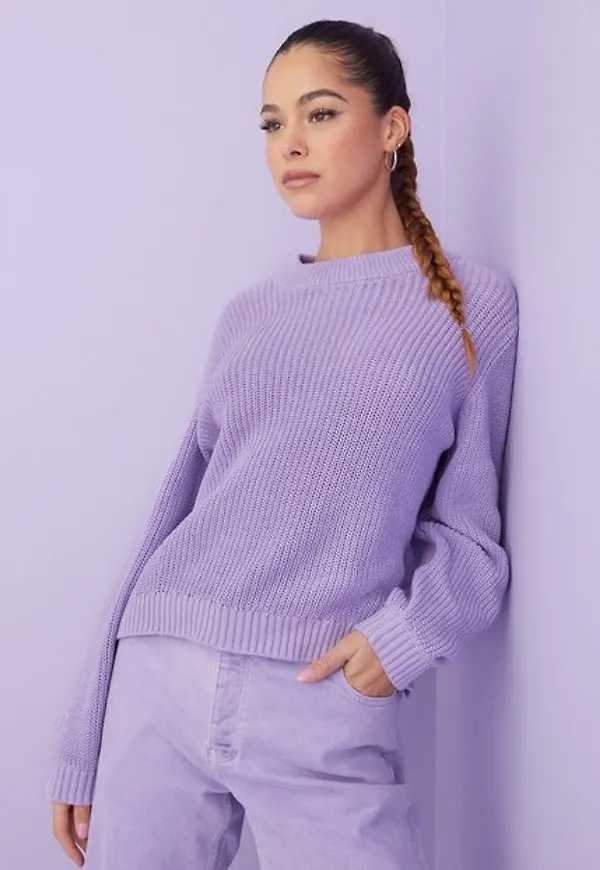 Pieces Pcolivia Ls O-Neck Knit Bc Stickade tröjor Lavendula