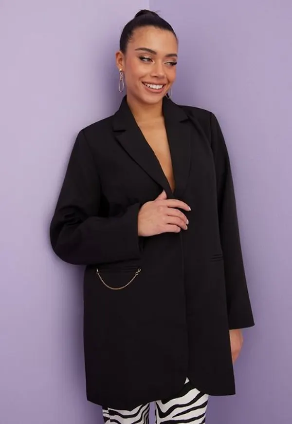 Public Desire Boxy Oversized Chain Detail Blazer Dress Loose fit