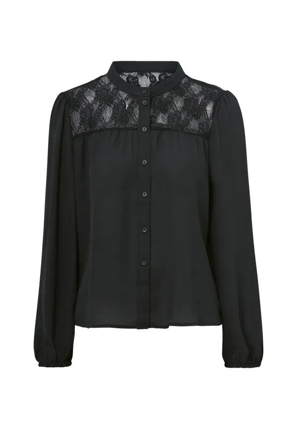 JDY - Blus jdyTheo L/S Lace Shirt Wvn - Svart