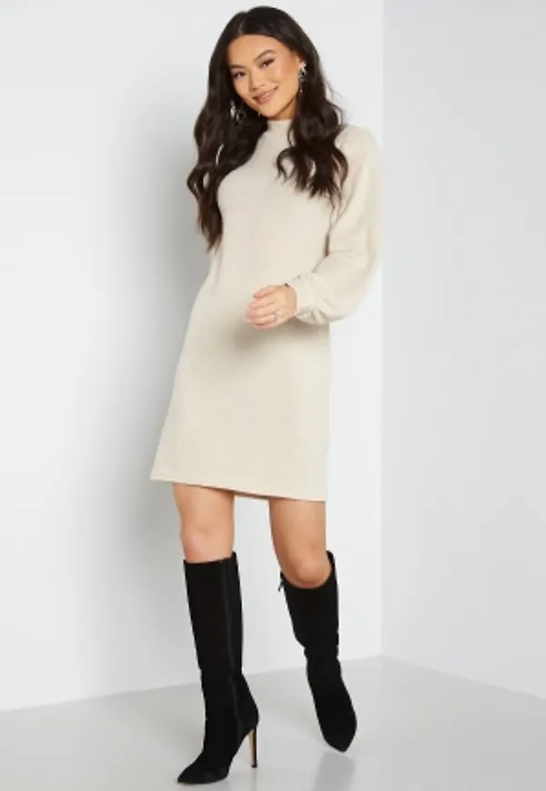 JDY Emma L/S High Neck Dress Oatmeal Melange M
