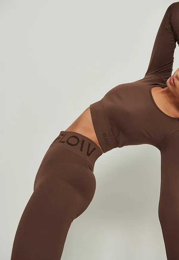 NA-KD Flow Sömlösa tights med hög midja - Brown